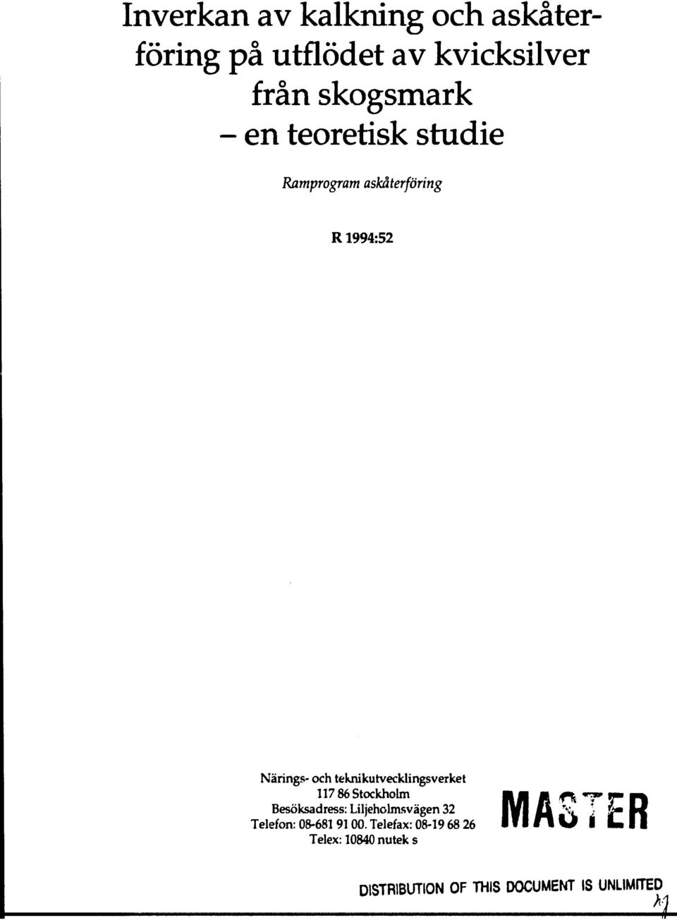 askåterföring R 1994:52 Närings- och teknikutvecklingsverket 117 86 Stockholm