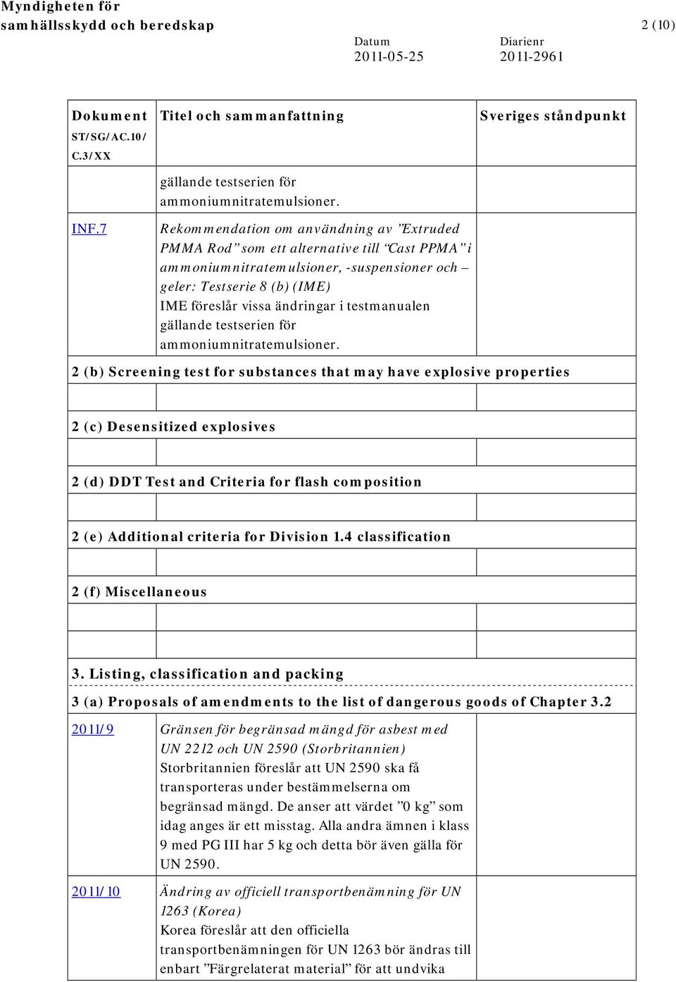 testmanualen gällande testserien för ammoniumnitratemulsioner.