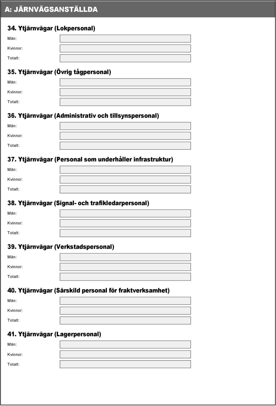 Ytjärnvägar (Personal som underhåller infrastruktur) 38.