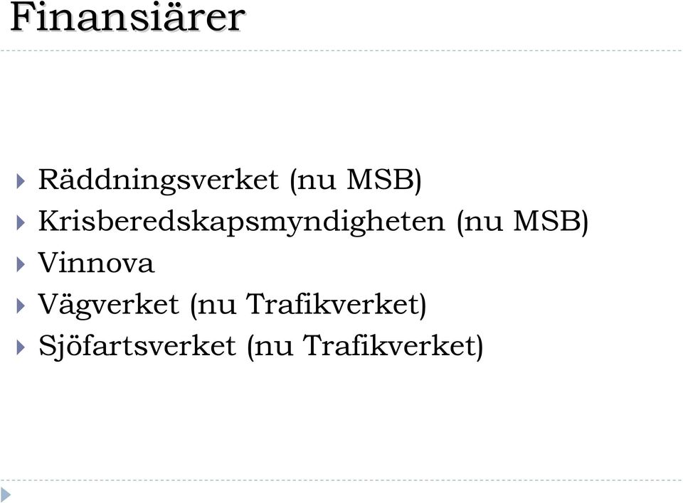 MSB) Vinnova Vägverket (nu