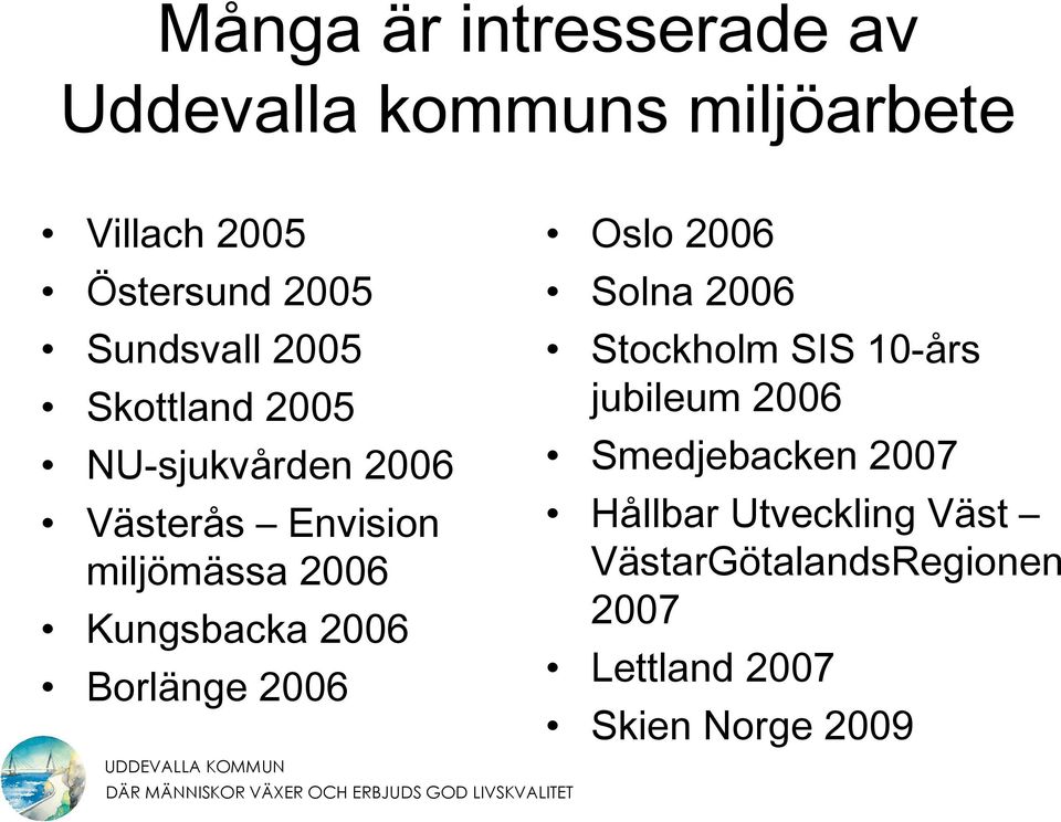 Borlänge 2006 UDDEVALLA KOMMUN Oslo 2006 Solna 2006 Stockholm SIS 10-års jubileum 2006