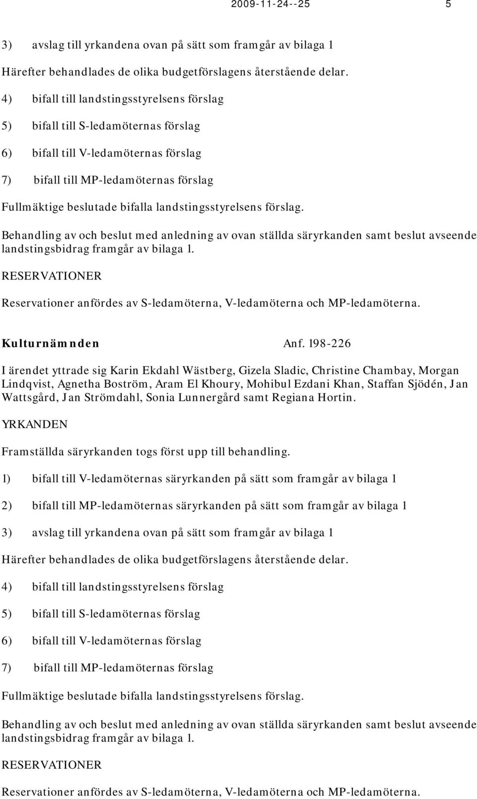 landstingsstyrelsens förslag. Behandling av och beslut med anledning av ovan ställda säryrkanden samt beslut avseende landstingsbidrag framgår av bilaga 1.