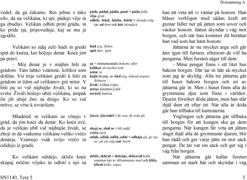 Vsí tríje velikáni gredó k híši za grádom in êdən od velikánov gré nótər. V híši pa so vsê nájhújše živáli, ki so na svétu. Živáli hóčejo ubíti velikána, ámpak ôn jih ubíje êno za drúgo.