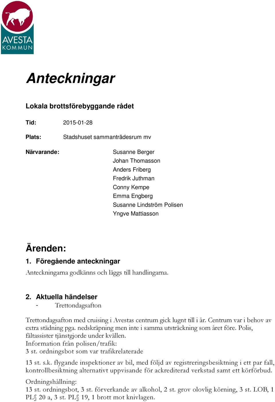 Aktuella händelser - Trettondagsafton Trettondagsafton med cruising i Avestas centrum gick lugnt till i år. Centrum var i behov av extra städning pga.