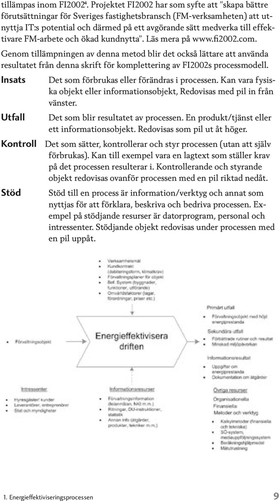 FM-arbete och ökad kundnytta. Läs mera på www.fi2002.com. Genom tillämpningen av denna metod blir det också lättare att använda resultatet från denna skrift för komplettering av FI2002s processmodell.