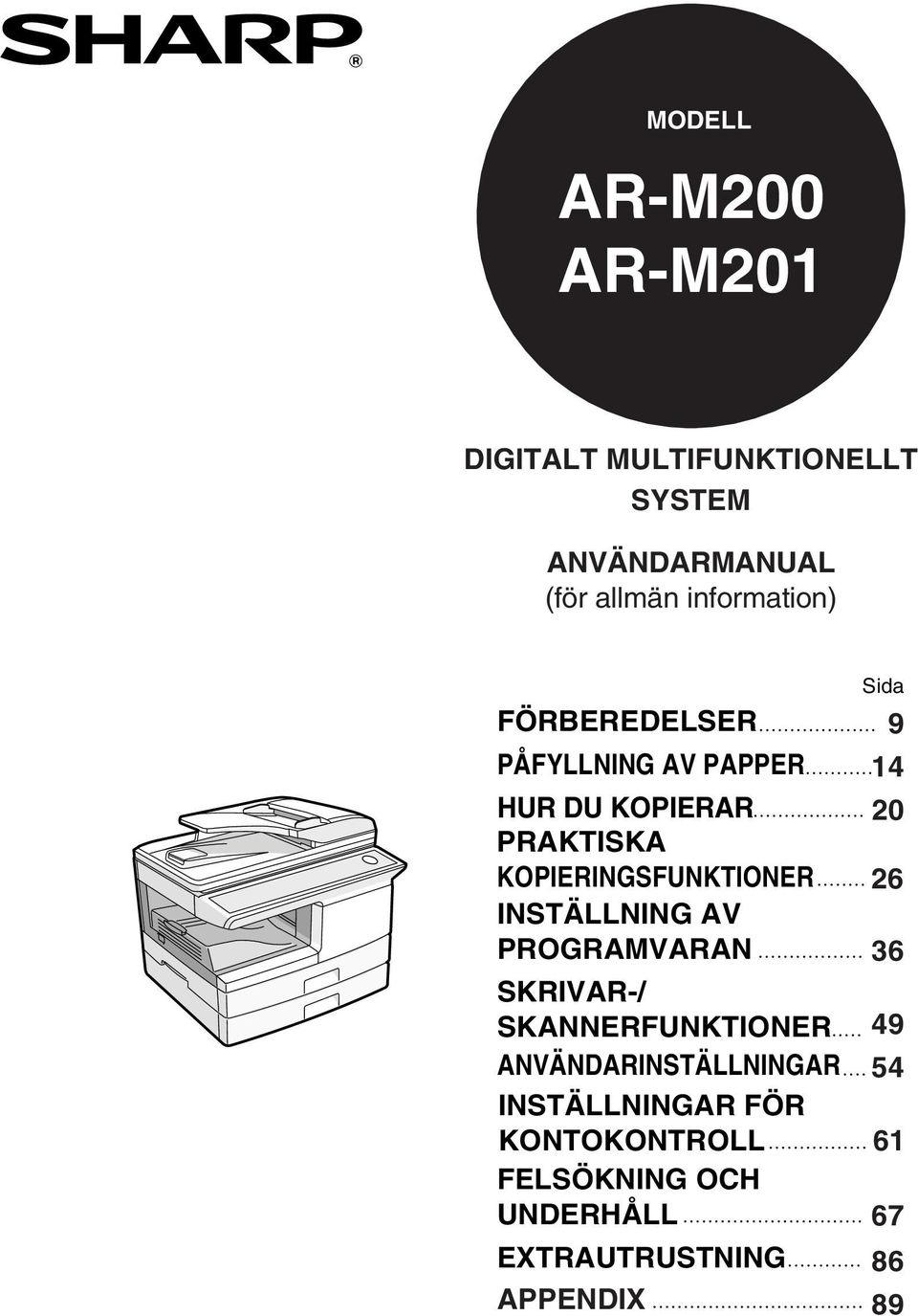 KOPIERINGSFUNKTIONER 6 INSTÄLLNING AV PROGRAMVARAN 6 SKRIVAR-/ SKANNERFUNKTIONER 49