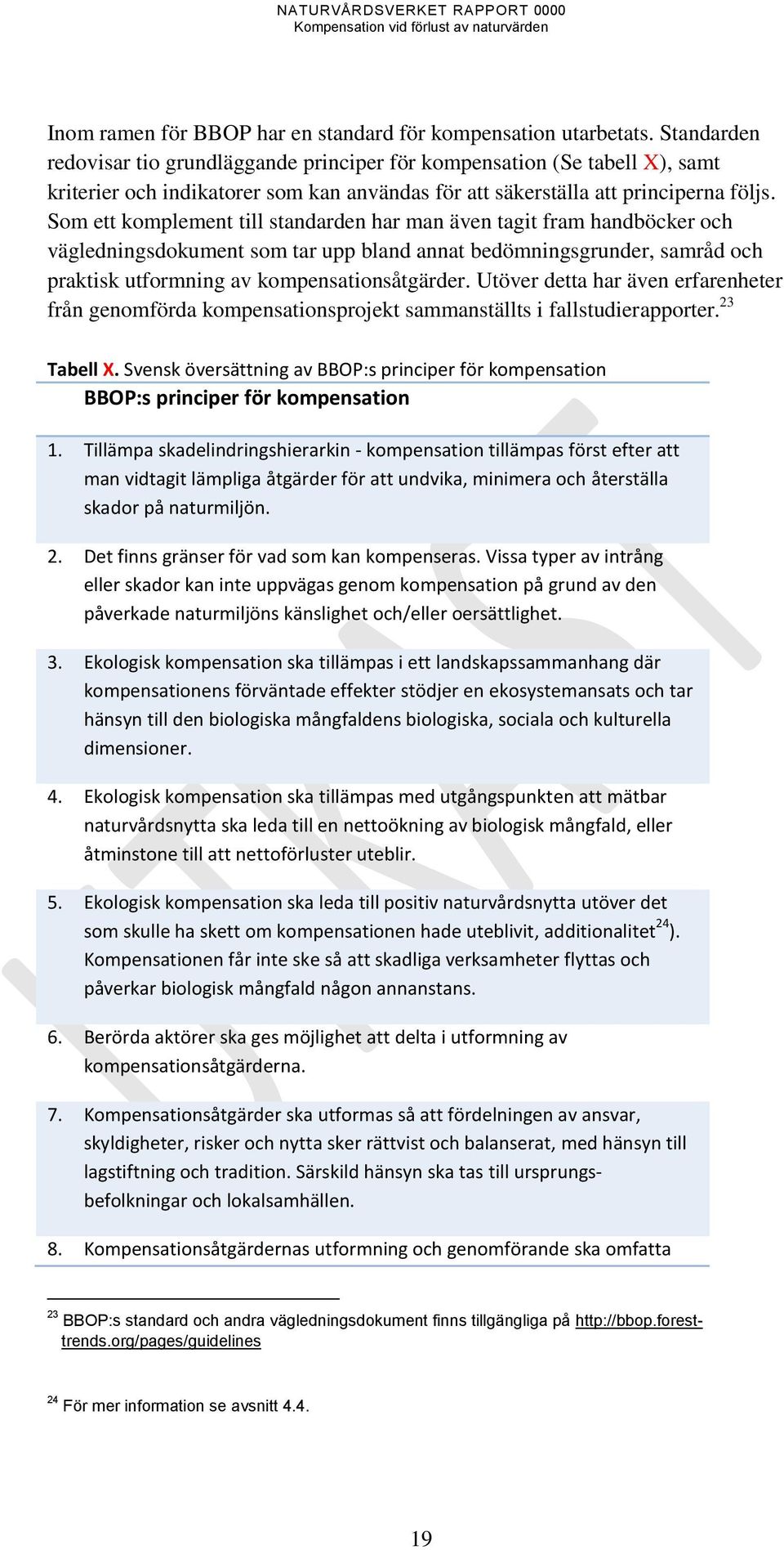 Som ett komplement till standarden har man även tagit fram handböcker och vägledningsdokument som tar upp bland annat bedömningsgrunder, samråd och praktisk utformning av kompensationsåtgärder.