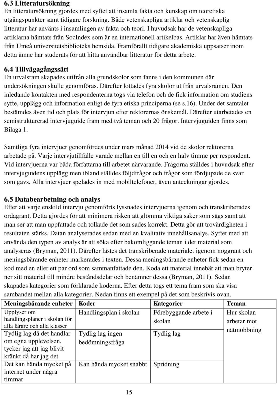 I huvudsak har de vetenskapliga artiklarna hämtats från SocIndex som är en internationell artikelbas. Artiklar har även hämtats från Umeå universitetsbiblioteks hemsida.