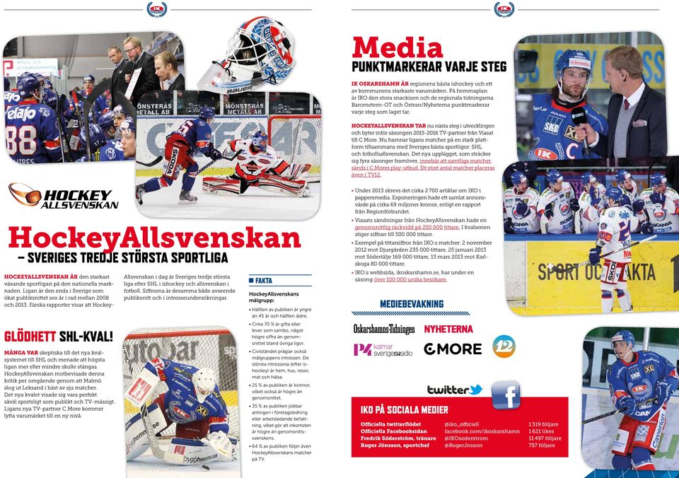 HOCKEYALLSVENSKAN TAR nu nästa steg i utvecklingen och byter inför säsongen 2015-2016 TV-partner från Viasat till C More.