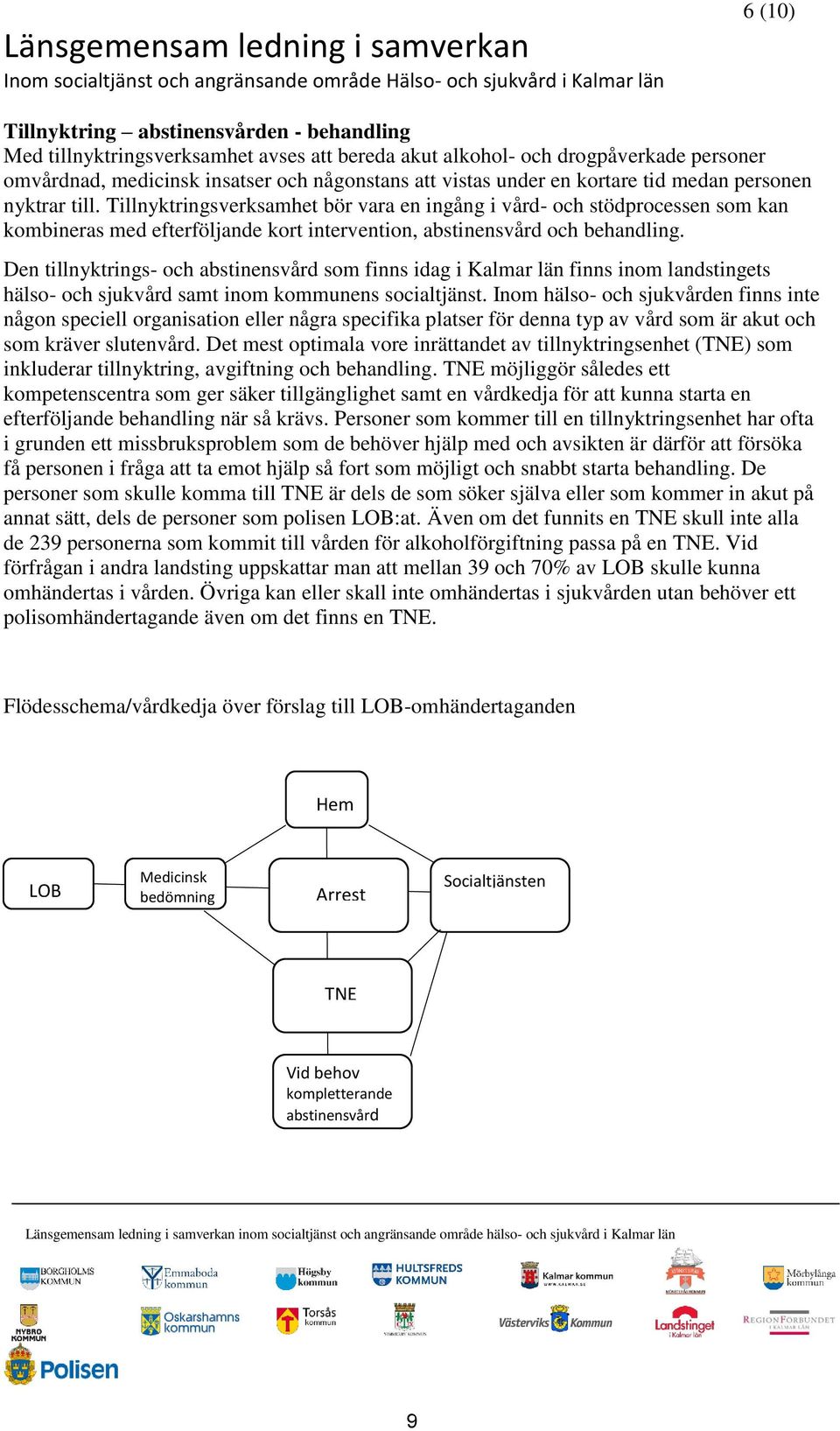 Tillnyktringsverksamhet bör vara en ingång i vård- och stödprocessen som kan kombineras med efterföljande kort intervention, abstinensvård och behandling.