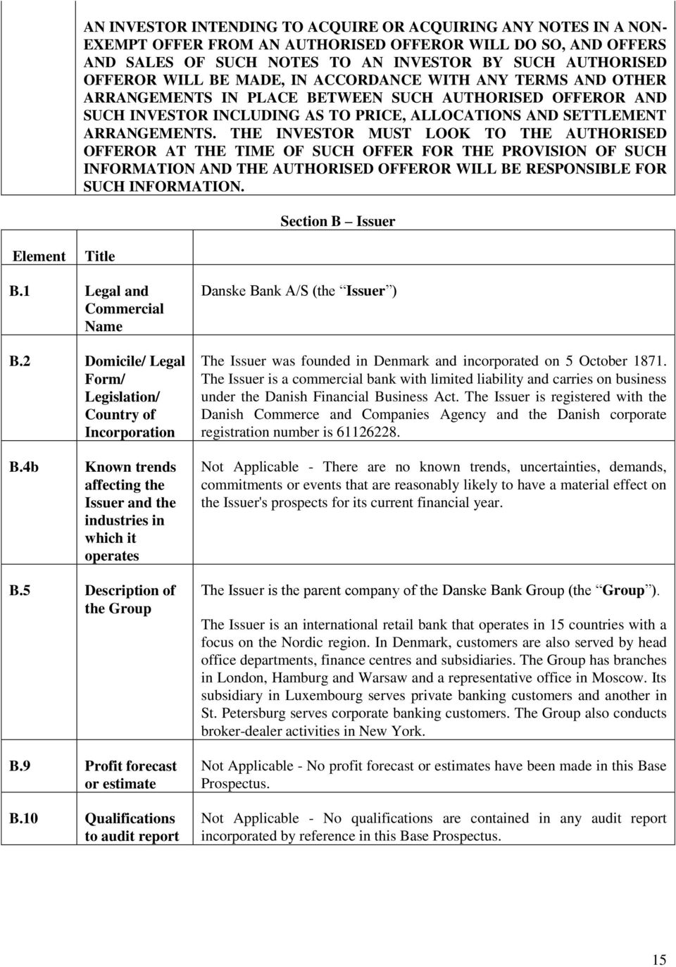 THE INVESTOR MUST LOOK TO THE AUTHORISED OFFEROR AT THE TIME OF SUCH OFFER FOR THE PROVISION OF SUCH INFORMATION AND THE AUTHORISED OFFEROR WILL BE RESPONSIBLE FOR SUCH INFORMATION.