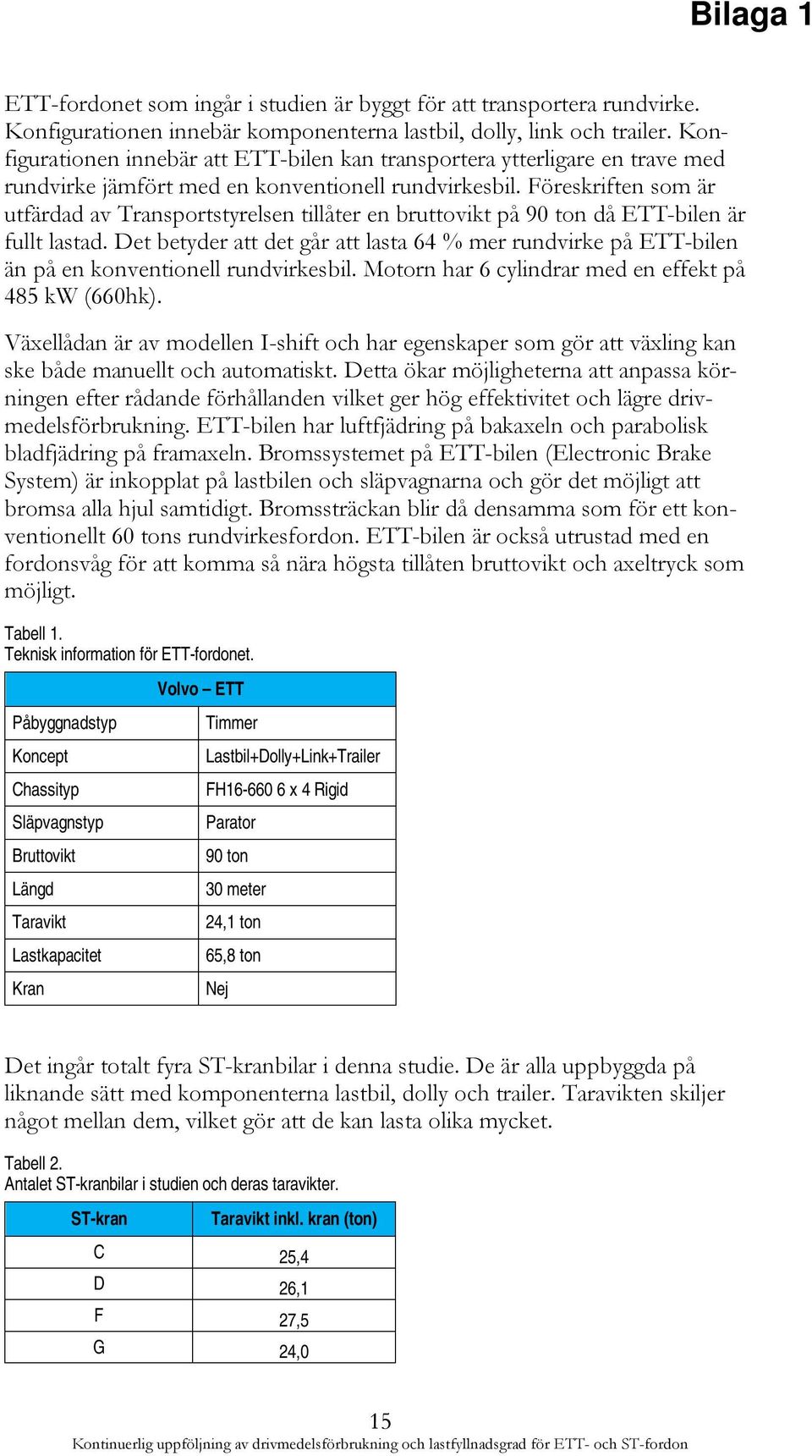 Föreskriften som är utfärdad av Transportstyrelsen tillåter en bruttovikt på 90 ton då ETT-bilen är fullt lastad.