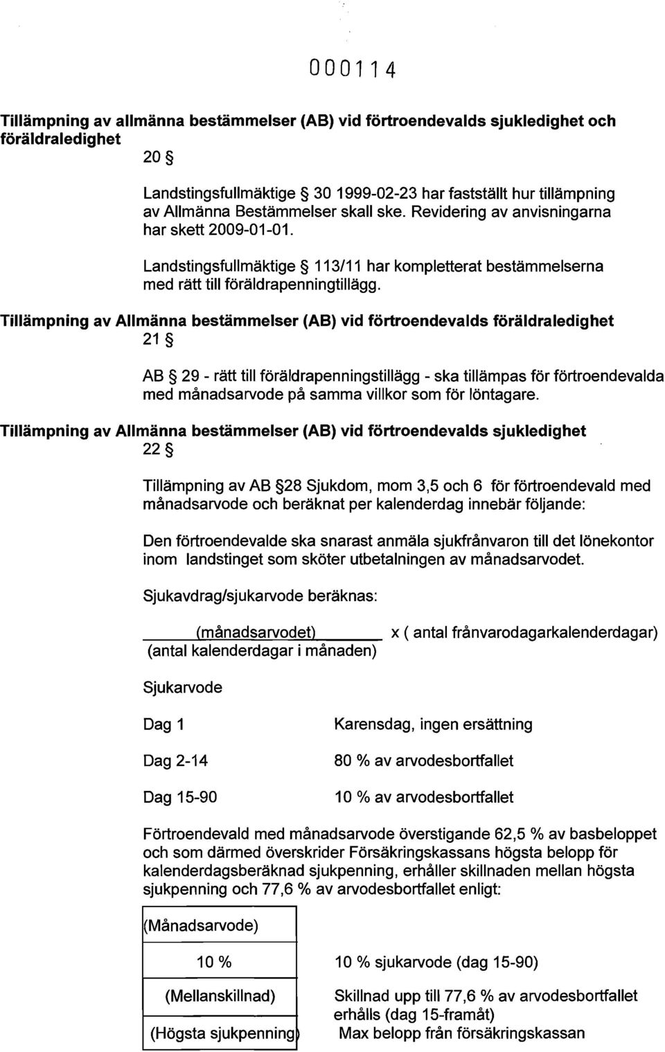 Tillämpning av Allmänna bestämmelser (AB) vid förtroendevalds föräldraledighet 21 AB 29 - rätt till föräldrapenningstillägg - ska tillämpas för förtroendevalda med månadsarvode på samma villkor som