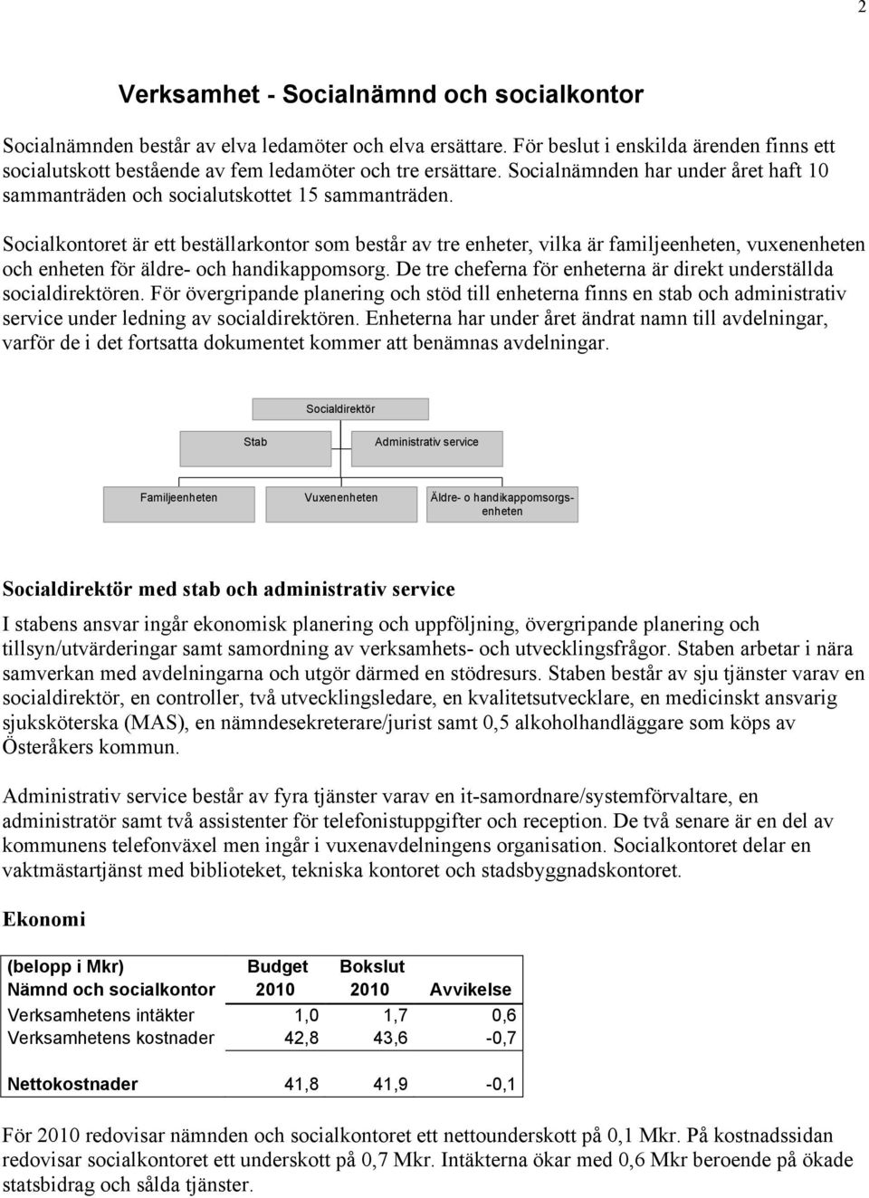 Socialkontoret är ett beställarkontor som består av tre enheter, vilka är familjeenheten, vuxenenheten och enheten för äldre- och handikappomsorg.