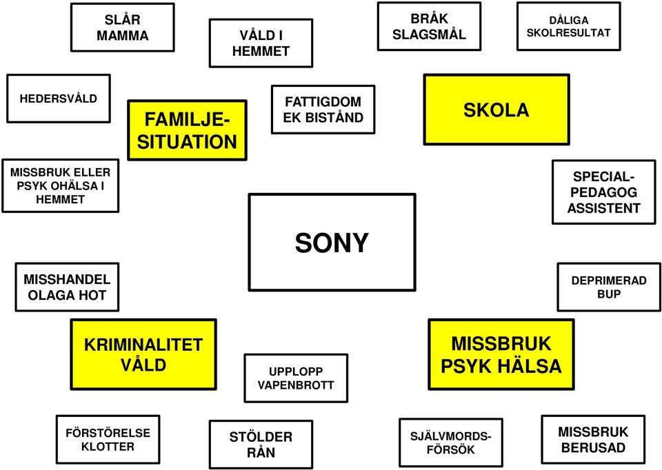 OLAGA HOT SONY SPECIAL- PEDAGOG ASSISTENT DEPRIMERAD BUP KRIMINALITET VÅLD UPPLOPP