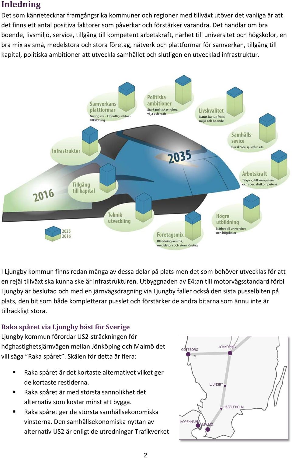 samverkan, tillgång till kapital, politiska ambitioner att utveckla samhället och slutligen en utvecklad infrastruktur.