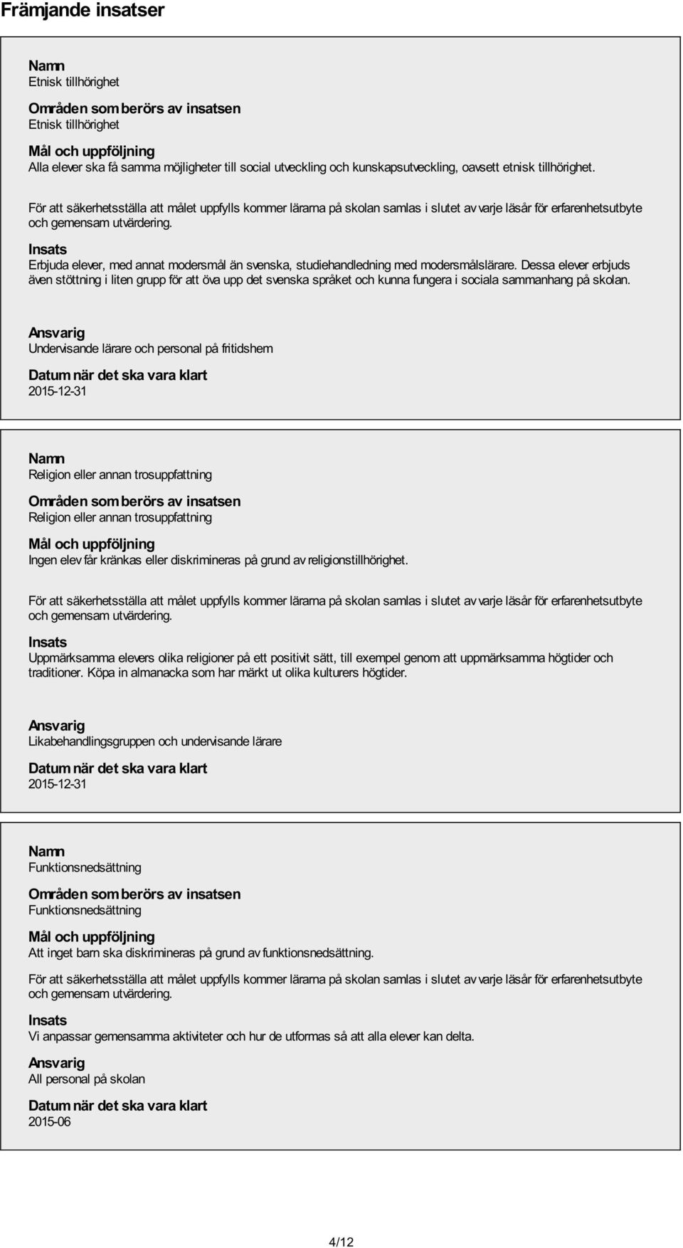 Dessa elever erbjuds även stöttning i liten grupp för att öva upp det svenska språket och kunna fungera i sociala sammanhang på skolan.