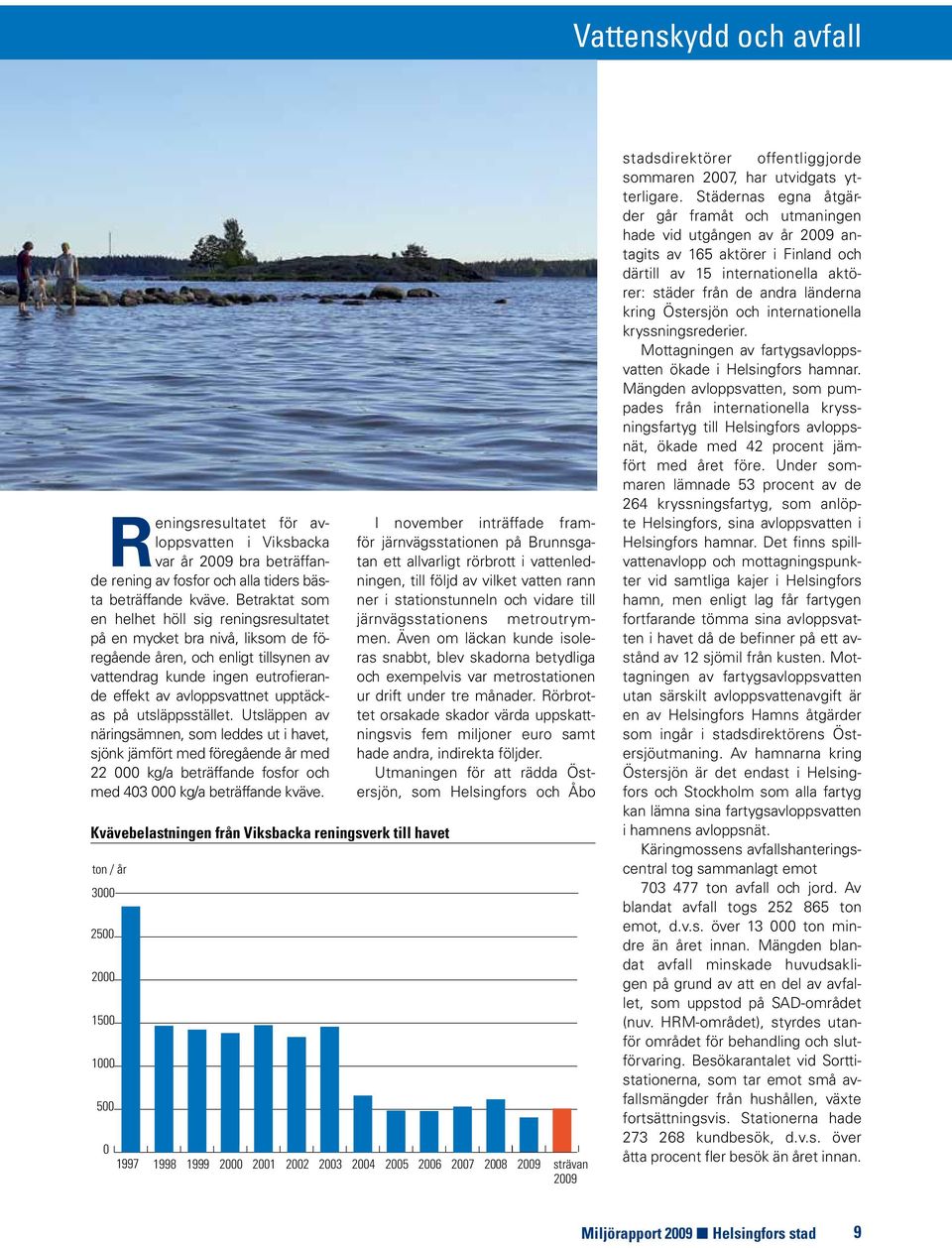 utsläppsstället. Utsläppen av näringsämnen, som leddes ut i havet, sjönk jämfört med föregående år med 22 kg/a beträffande fosfor och med 43 kg/a beträffande kväve.