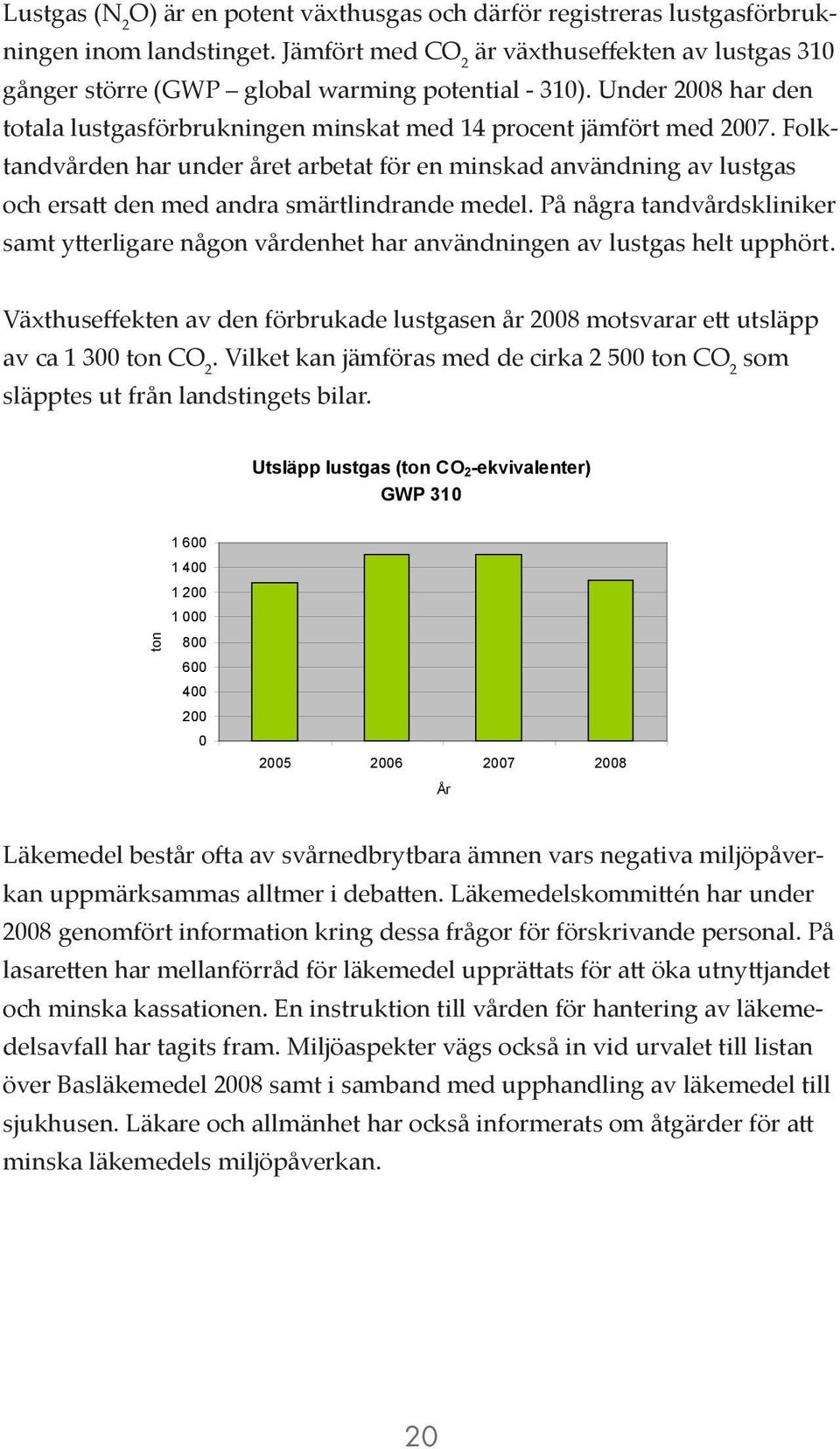 Folktandvården har under året arbetat för en minskad användning av lustgas och ersatt den med andra smärtlindrande medel.