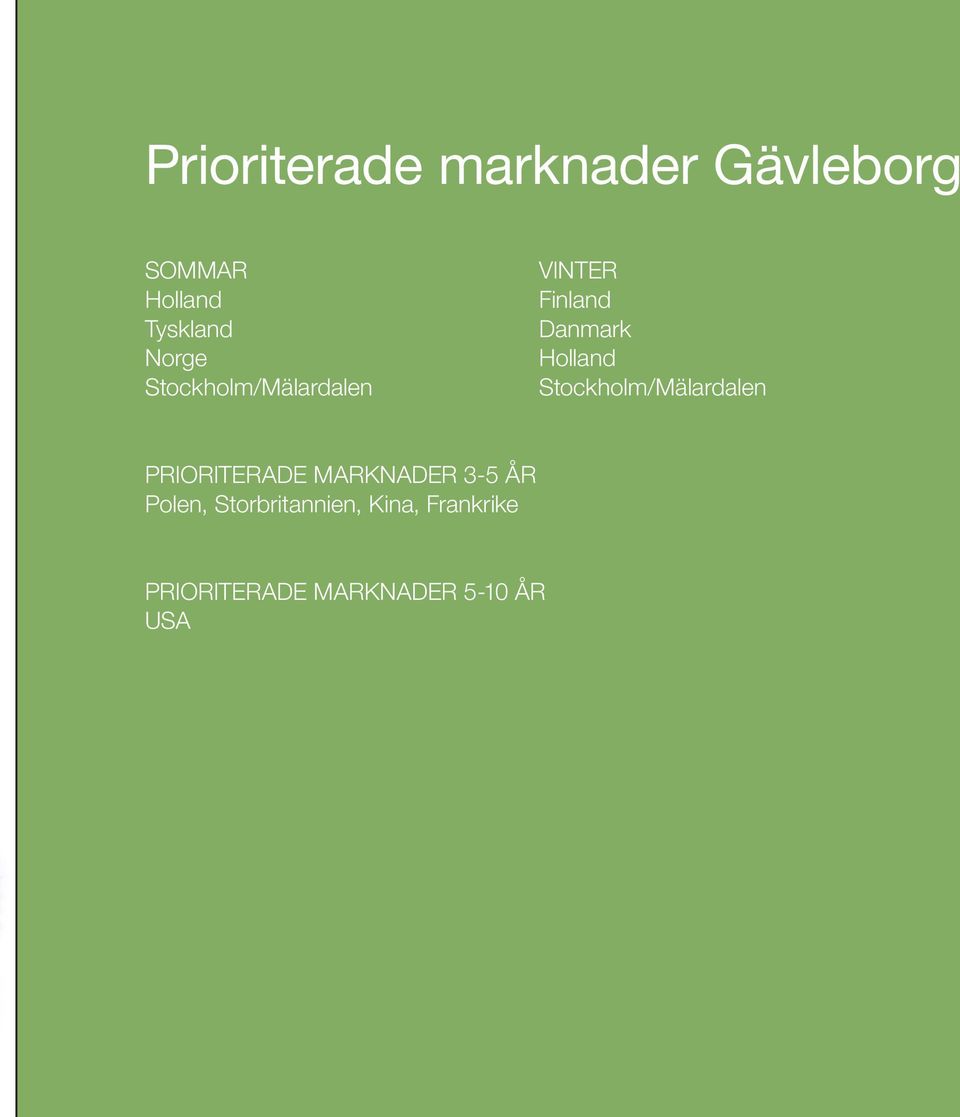 Stockholm/Mälardalen PRIORITERADE MARKNADER 3-5 A R Polen,