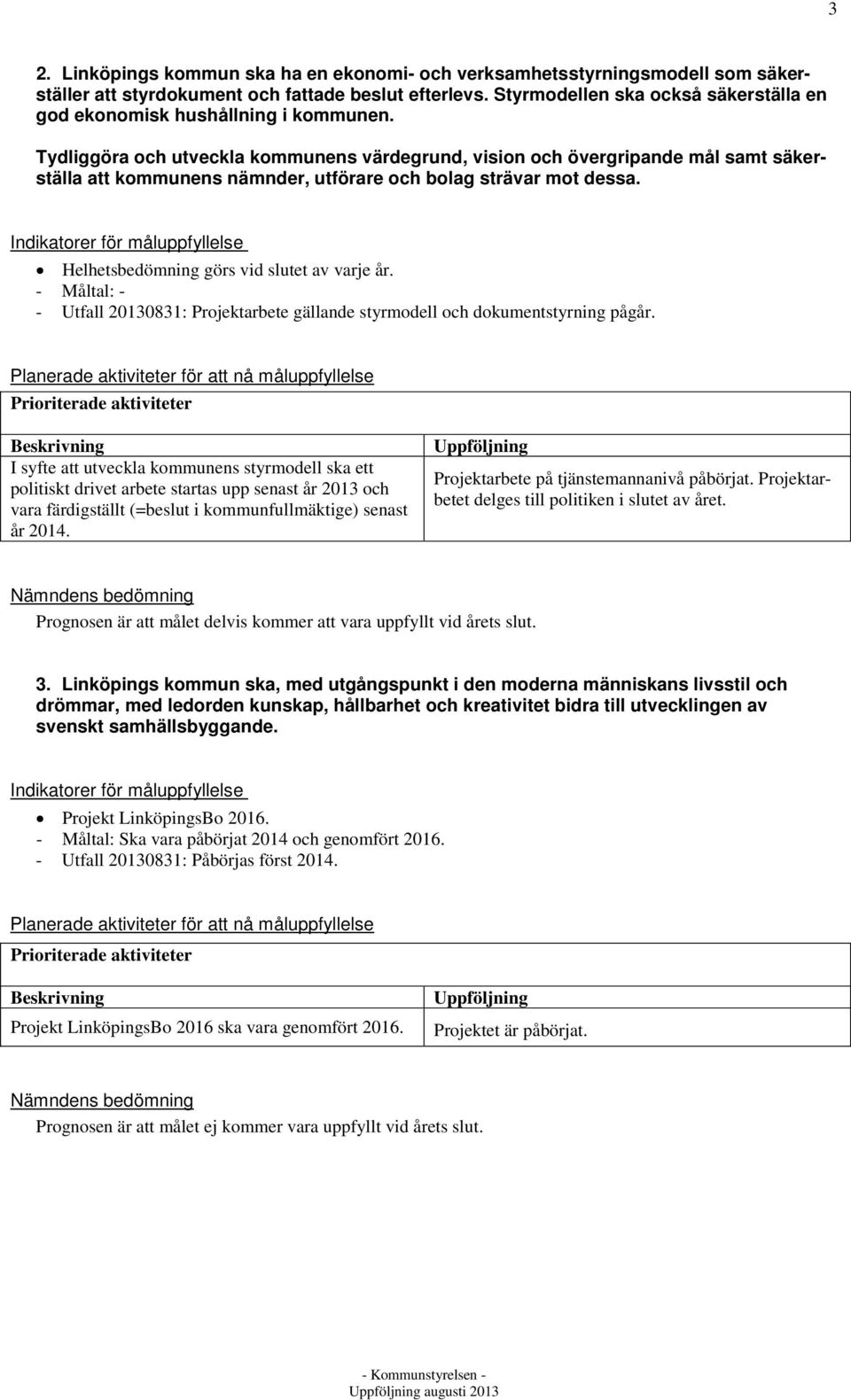 Tydliggöra och utveckla kommunens värdegrund, vision och övergripande mål samt säkerställa att kommunens nämnder, utförare och bolag strävar mot dessa.