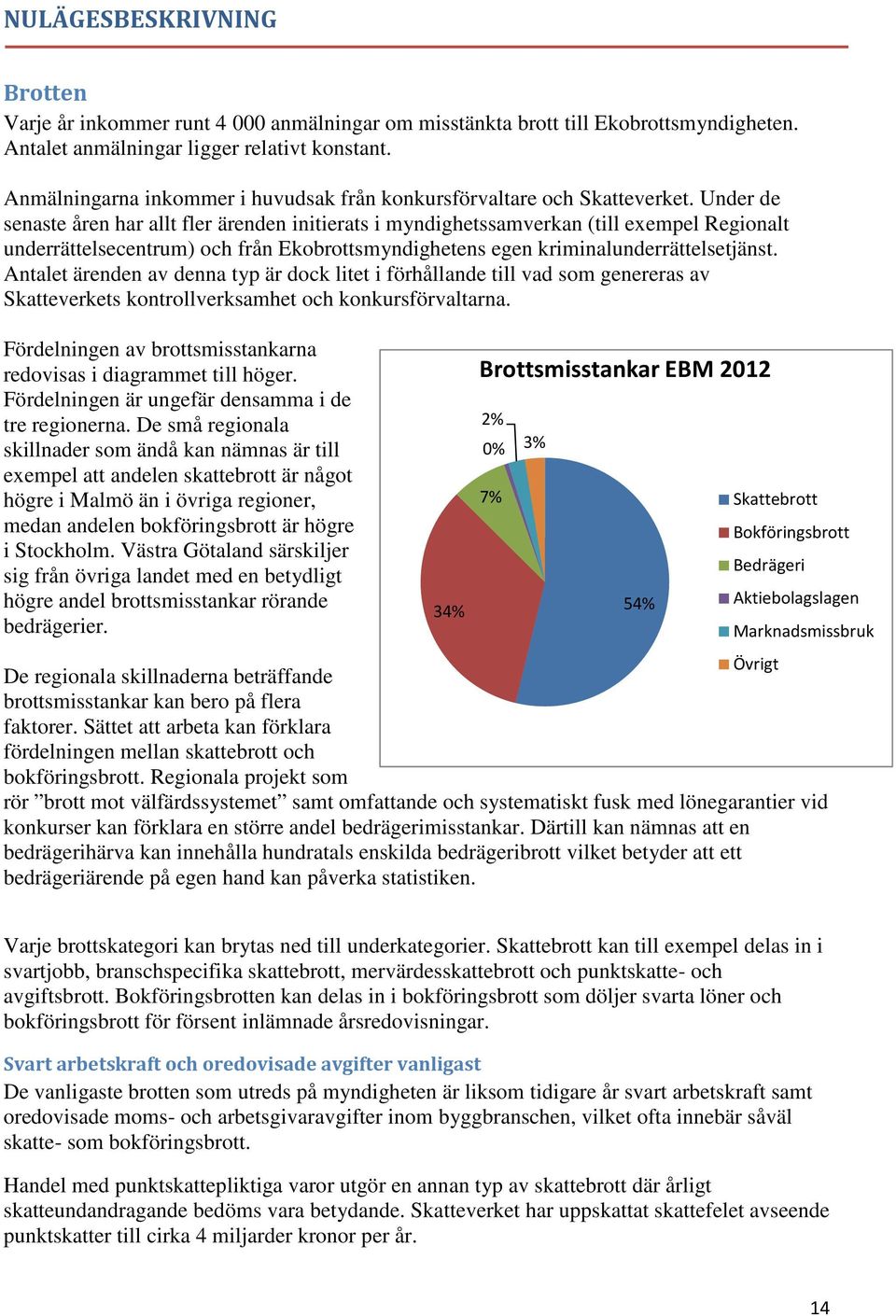 Under de senaste åren har allt fler ärenden initierats i myndighetssamverkan (till exempel Regionalt underrättelsecentrum) och från Ekobrottsmyndighetens egen kriminalunderrättelsetjänst.