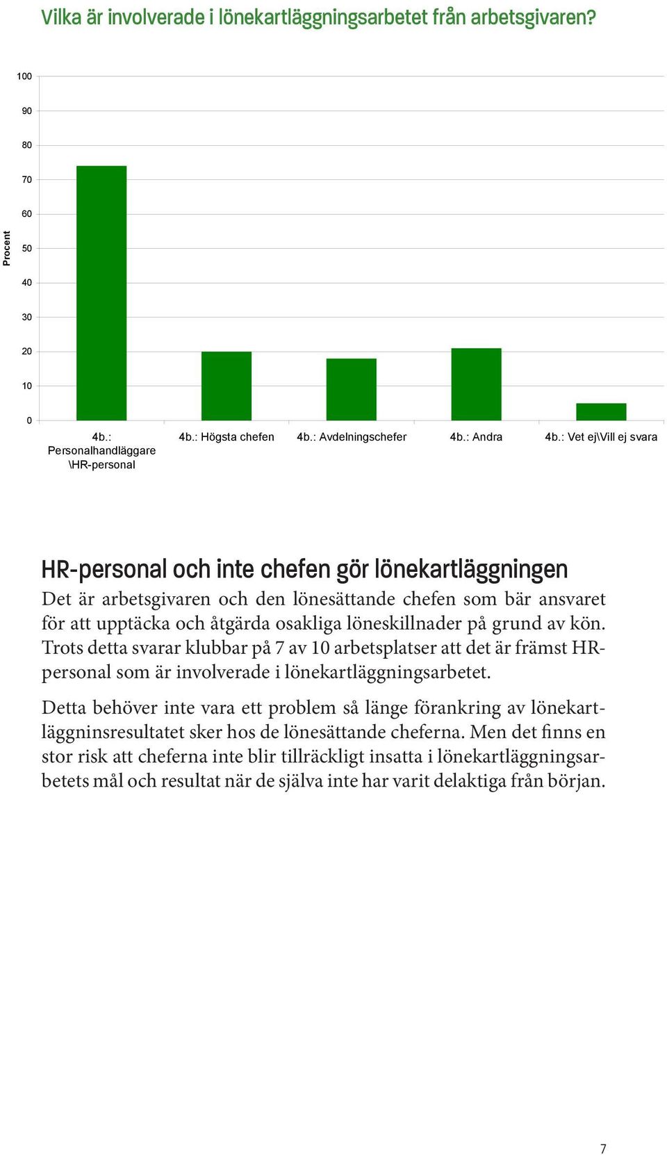 : Vet ej\vill ej svara HR-personal och inte chefen gör lönekartläggningen Det är arbetsgivaren och den lönesättande chefen som bär ansvaret för att upptäcka och åtgärda osakliga löneskillnader på