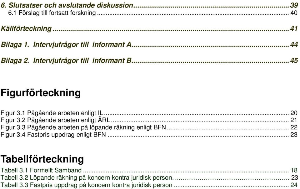 .. 21 Figur 3.3 Pågående arbeten på löpande räkning enligt BFN... 22 Figur 3.4 Fastpris uppdrag enligt BFN... 23 Tabellförteckning Tabell 3.