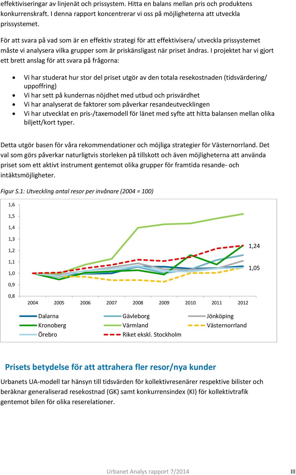 I projektet har vi gjort ett brett anslag för att svara på frågorna: Vi har studerat hur stor del priset utgör av den totala resekostnaden (tidsvärdering/ uppoffring) Vi har sett på kundernas nöjdhet