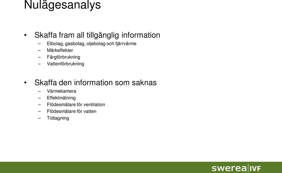 Vattenförbrukning Skaffa den information som saknas Värmekamera