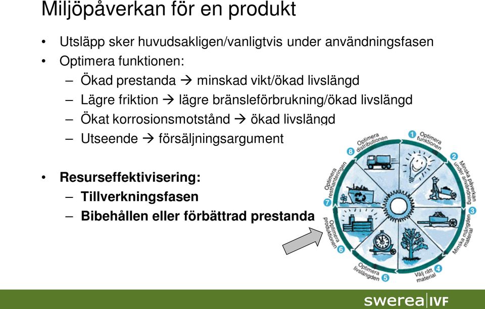 bränsleförbrukning/ökad livslängd Ökat korrosionsmotstånd ökad livslängd Utseende