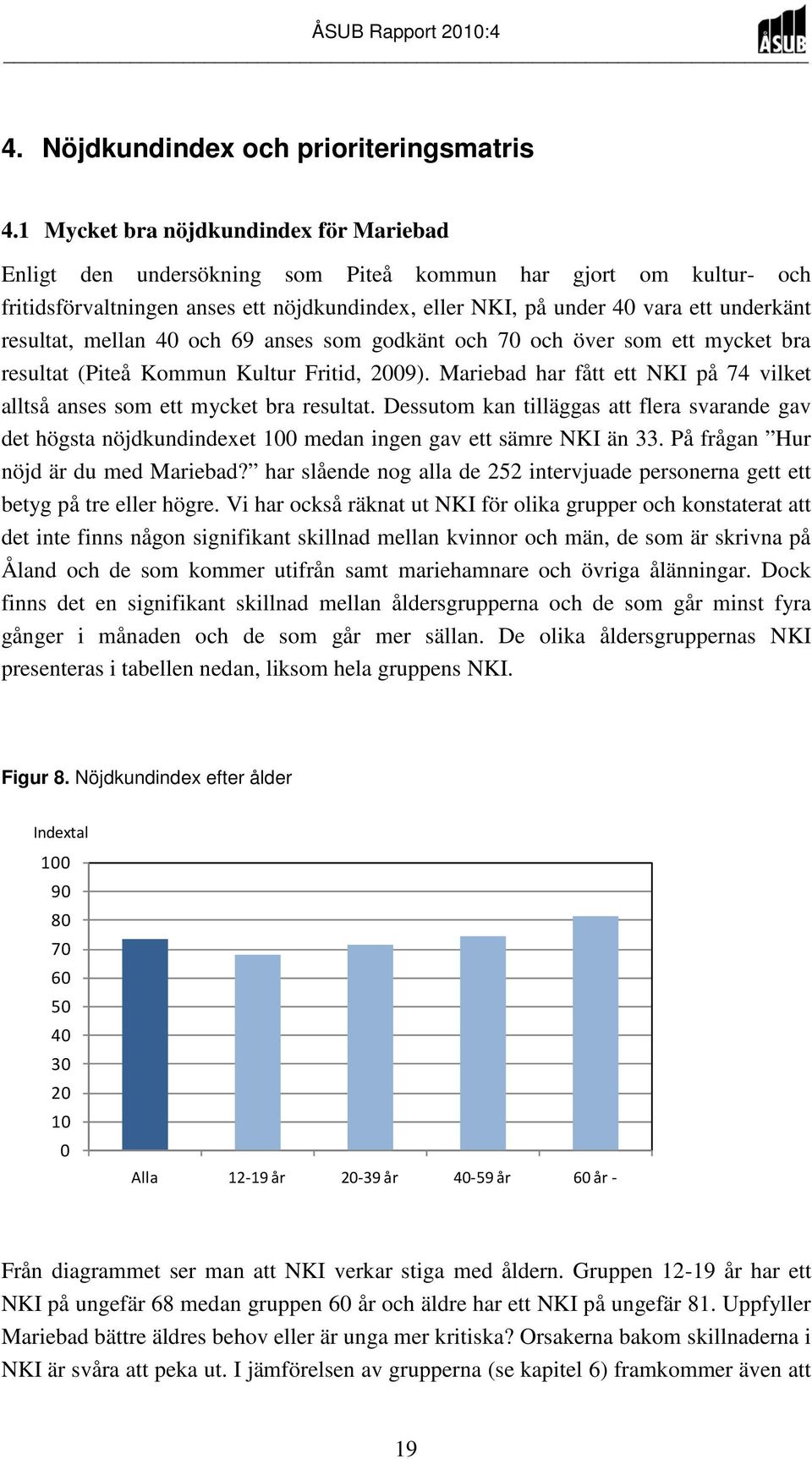 resultat, mellan 40 och 69 anses som godkänt och 70 och över som ett mycket bra resultat (Piteå Kommun Kultur Fritid, 2009).