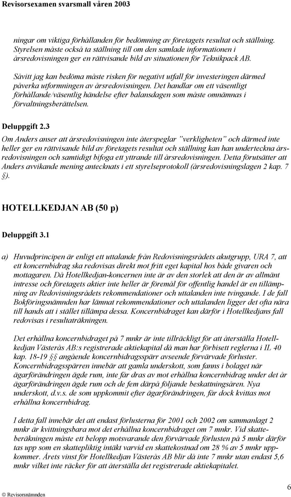 Såvitt jag kan bedöma måste risken för negativt utfall för investeringen därmed påverka utformningen av årsredovisningen.