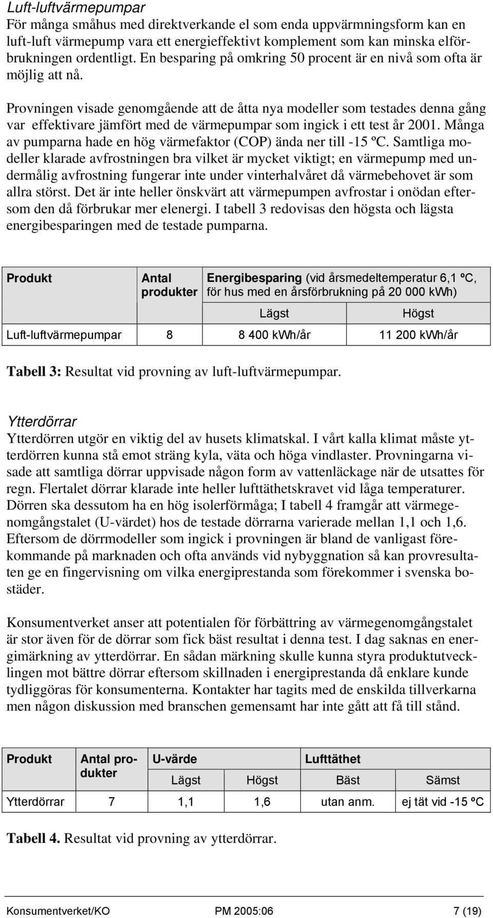 Provningen visade genomgående att de åtta nya modeller som testades denna gång var effektivare jämfört med de värmepumpar som ingick i ett test år 2001.