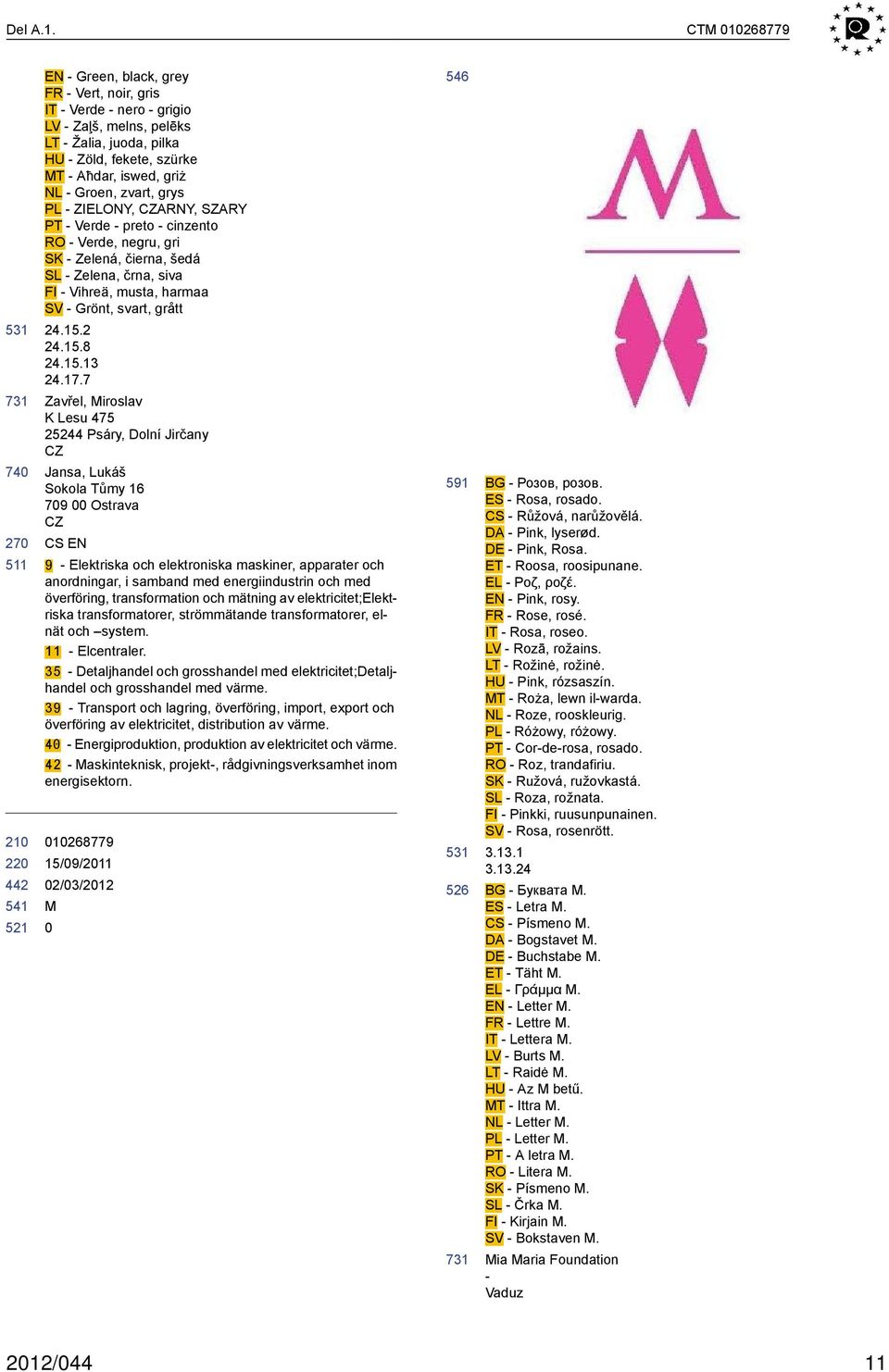 zvart, grys PL - ZIELONY, CZARNY, SZARY PT - Verde - preto - cinzento RO - Verde, negru, gri SK - Zelená, čierna, šedá SL - Zelena, črna, siva FI - Vihreä, musta, harmaa SV - Grönt, svart, grått 24.