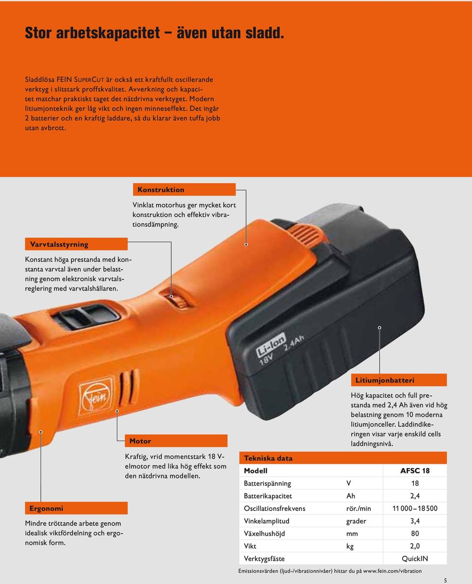 Det ingår 2 batterier och en kraftig laddare, så du klarar även tuffa jobb utan avbrott. Konstruktion Vinklat motorhus ger mycket kort konstruktion och effektiv vibrationsdämpning.