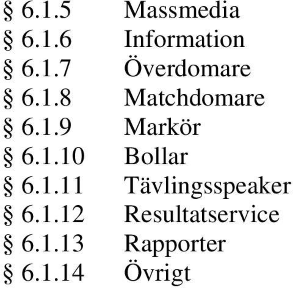 1.11 Tävlingsspeaker 6.1.12 Resultatservice 6.