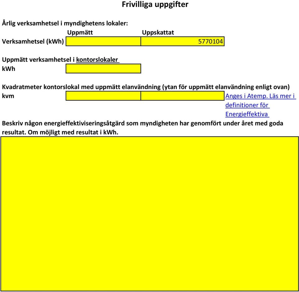 elanvändning enligt ovan) kvm Anges i Atemp.