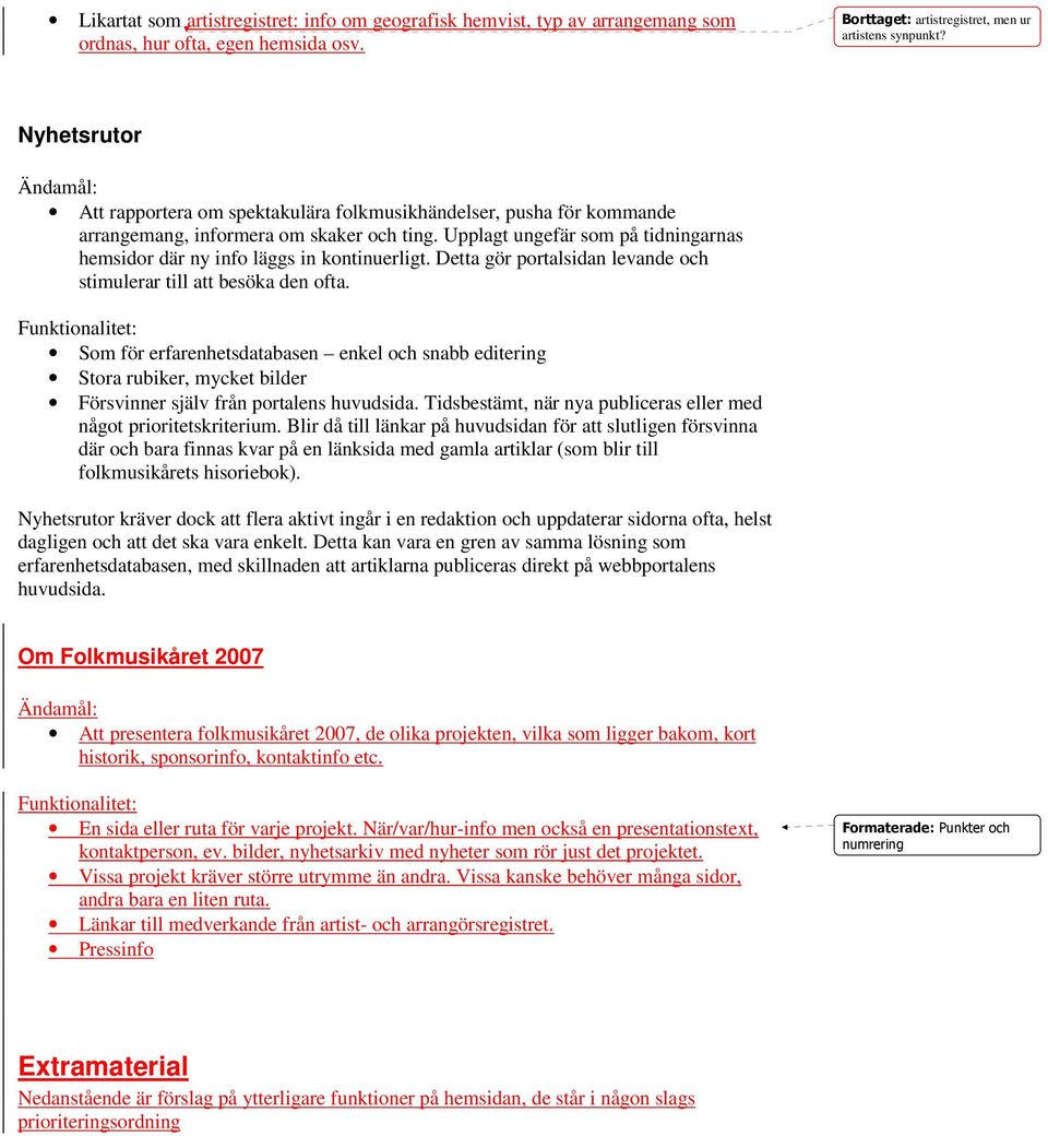 Upplagt ungefär som på tidningarnas hemsidor där ny info läggs in kontinuerligt. Detta gör portalsidan levande och stimulerar till att besöka den ofta.