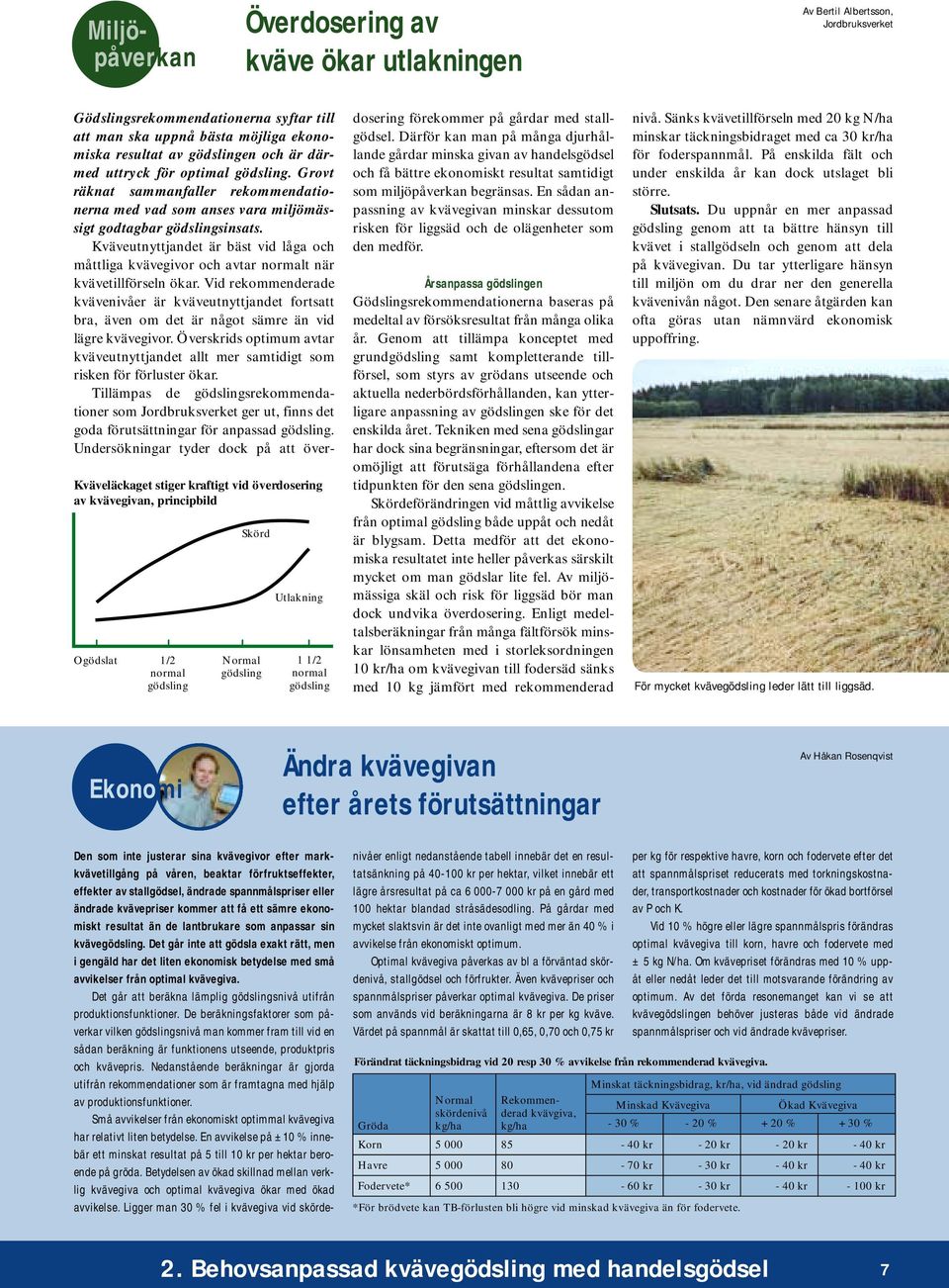 Grovt räknat sammanfaller rekommendationerna med vad som anses vara miljömässigt godtagbar gödslingsinsats.