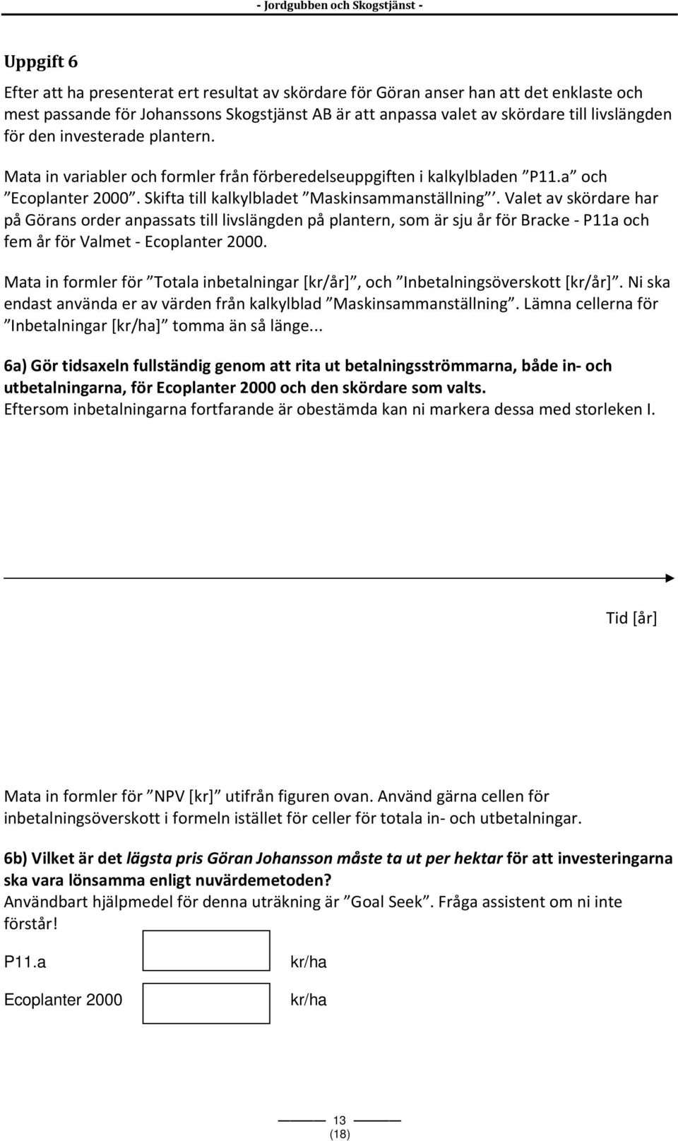 Valet av skördare har på Görans order anpassats till livslängden på plantern, som är sju år för Bracke - P11a och fem år för Valmet - Ecoplanter 2000.