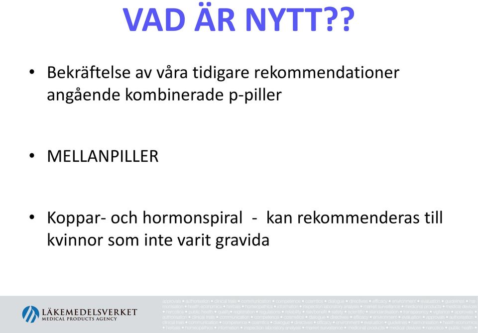 rekommendationer angående kombinerade