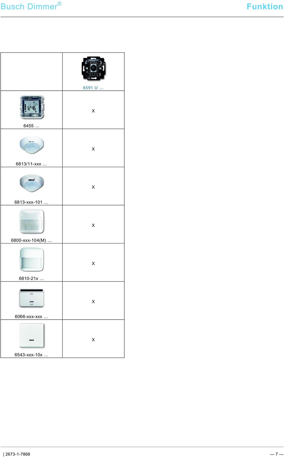 docx @ 172249 @ 2 @ 1 Pos: 26 /Busch-Jaeger (Neustruktur)/Modul-Struktur/Online-Dokumentation/Kombinationsmöglichkeiten/Dimmer/Kombinationsmöglichkeiten - 6591 U-101 @