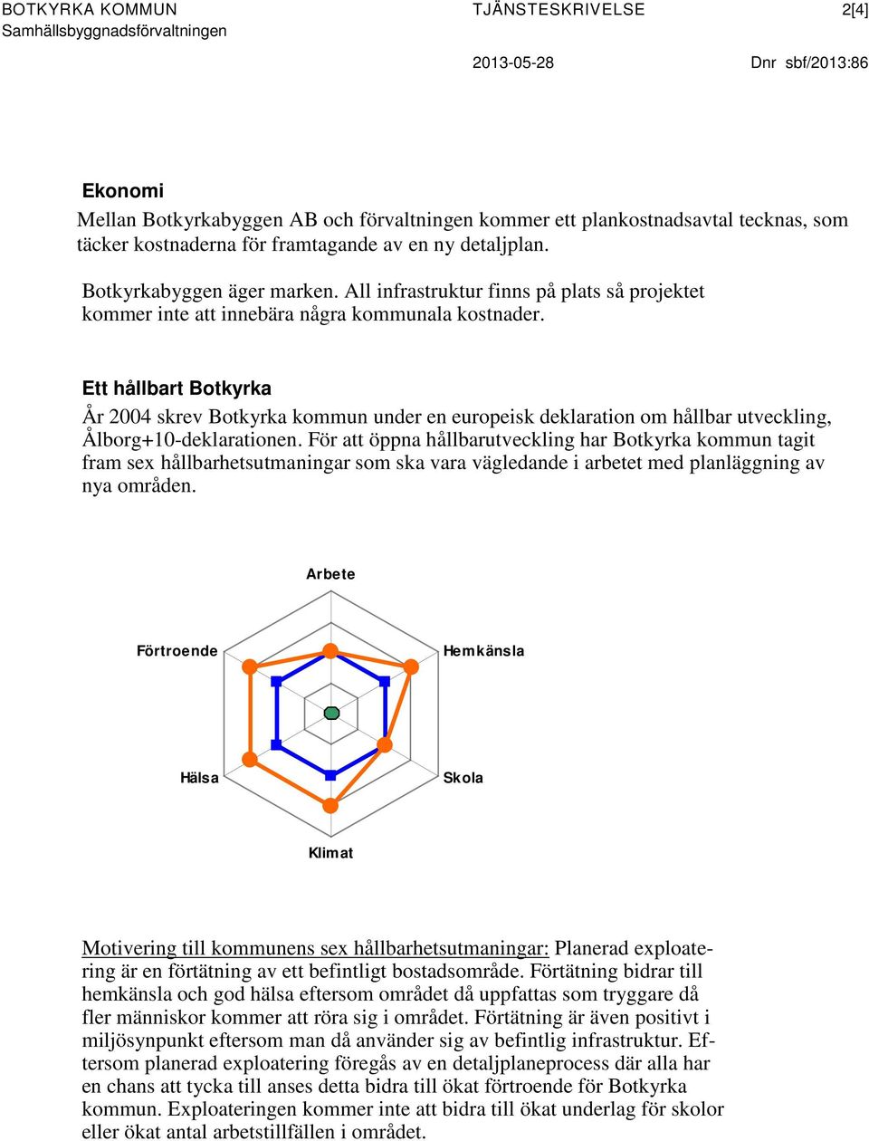 Ett hållbart Botkyrka År 2004 skrev Botkyrka kommun under en europeisk deklaration om hållbar utveckling, Ålborg+10-deklarationen.