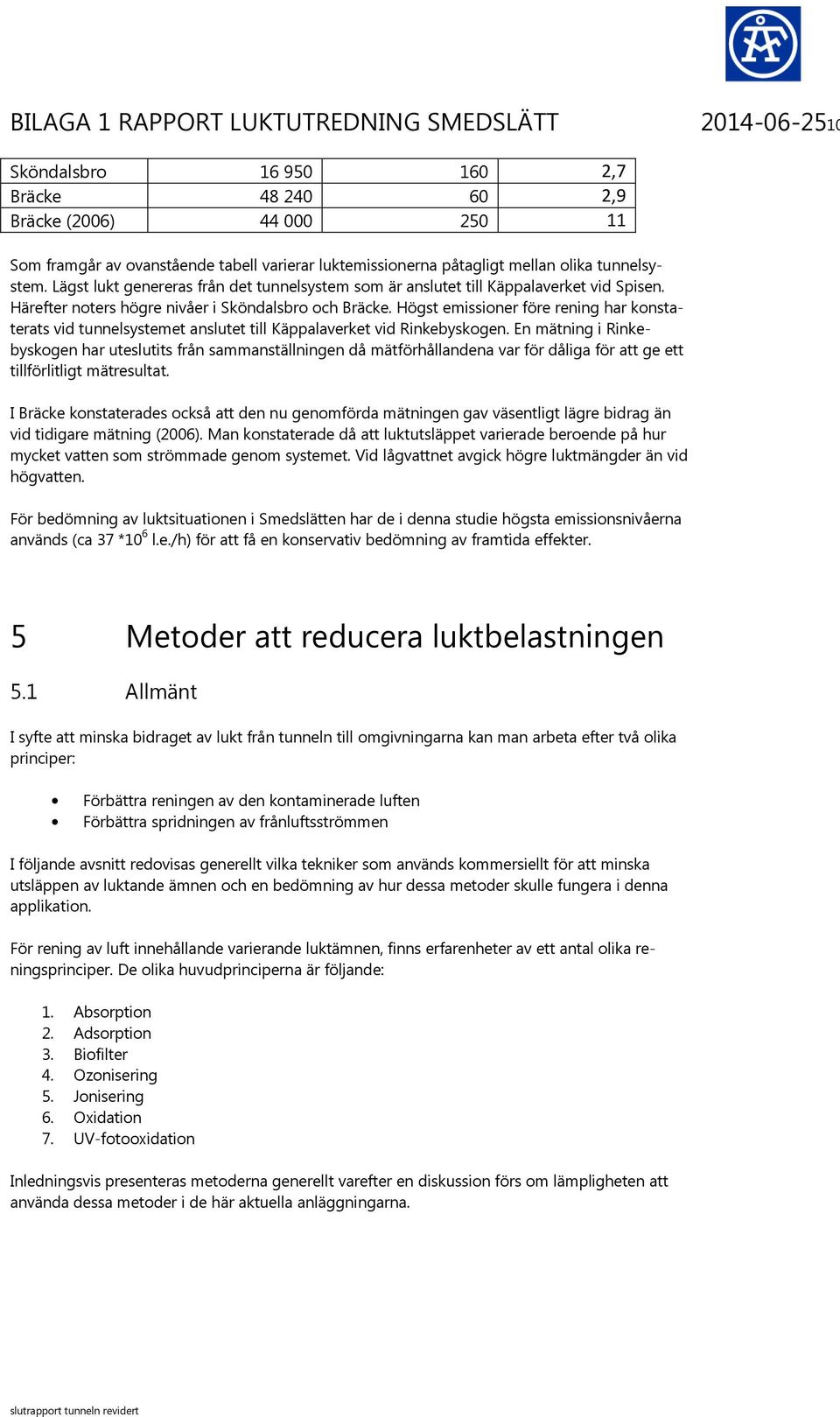 Högst emissioner före rening har konstaterats vid tunnelsystemet anslutet till Käppalaverket vid Rinkebyskogen.