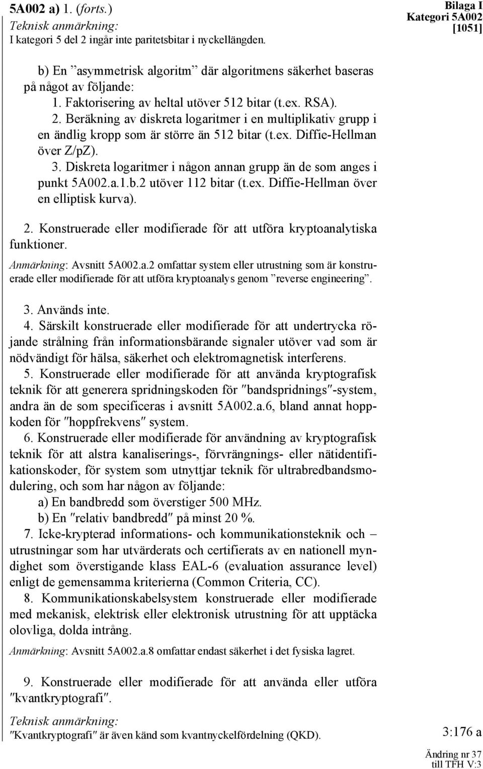 Diskreta logaritmer i någon annan grupp än de som anges i punkt 5A002.a.1.b.2 utöver 112 bitar (t.ex. Diffie-Hellman över en elliptisk kurva). 2.