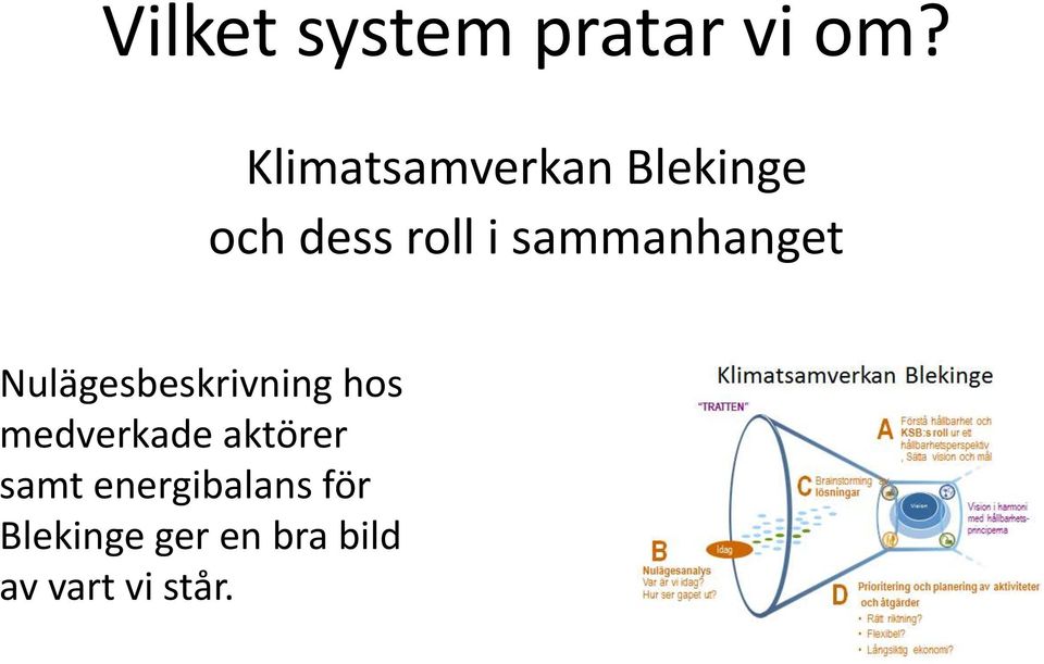 sammanhanget Nulägesbeskrivning hos medverkade