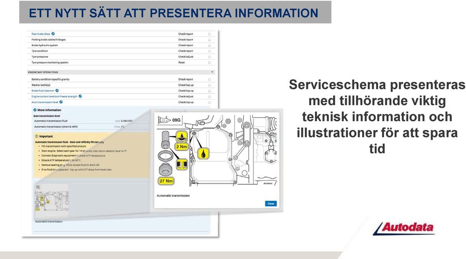 presenteras med tillhörande