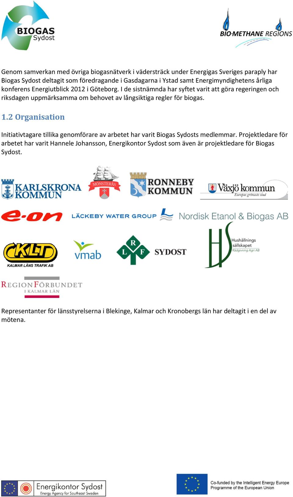 I de sistnämnda har syftet varit att göra regeringen och riksdagen uppmärksamma om behovet av långsiktiga regler för biogas. 1.