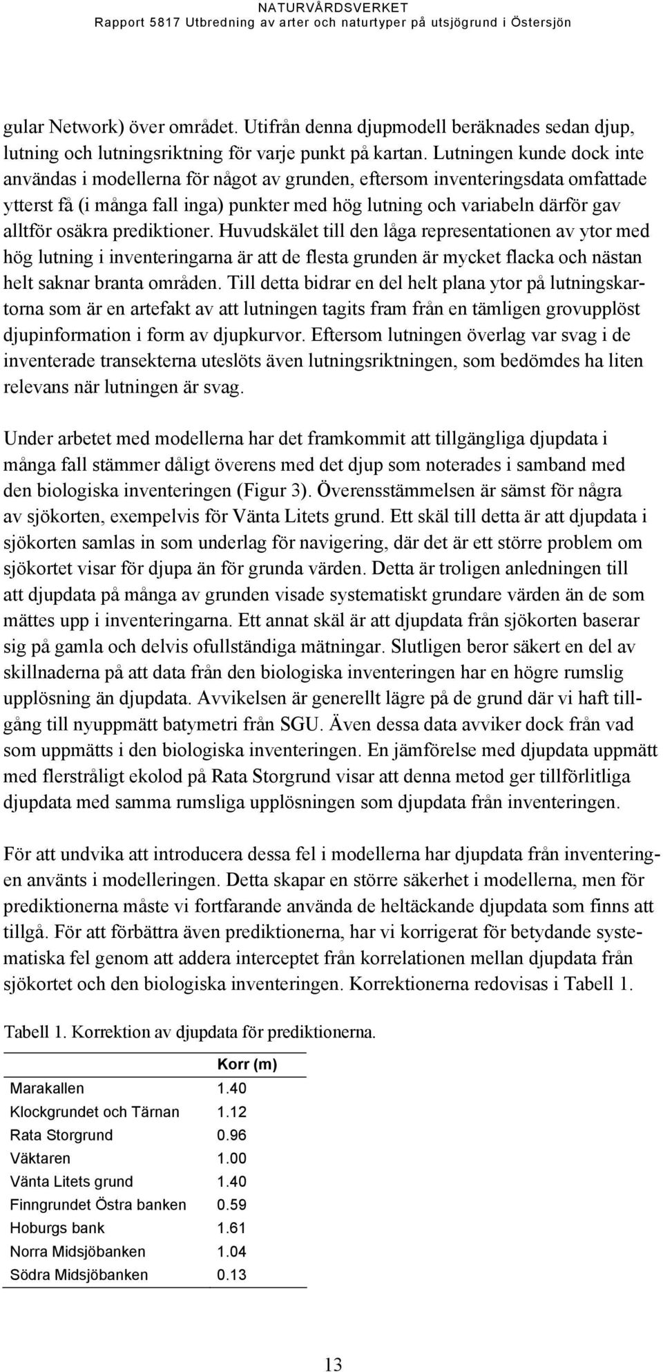 osäkra prediktioner. Huvudskälet till den låga representationen av ytor med hög lutning i inventeringarna är att de flesta grunden är mycket flacka och nästan helt saknar branta områden.